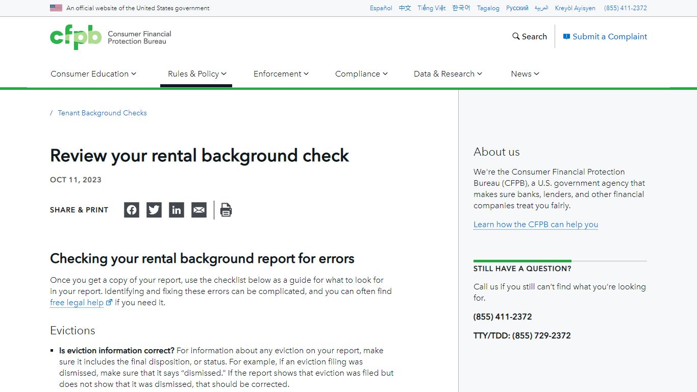 Review your rental background check - Consumer Financial Protection Bureau